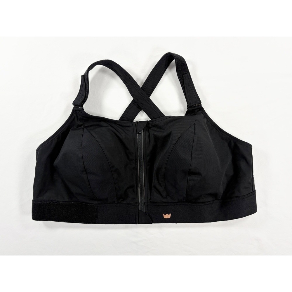 New SHEFIT Ultimate Sports Bra Adjustable Front Zip High Impact Black 6 Luxe 6XL